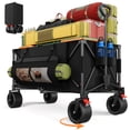 thumbnail image 1 of Furnibear Collapsible Wagon Cart with Brakes, 300L 600Lbs Heavy Duty Folding Beach Wagon,All Terrain Utility Wagon for Camping Sports Garden Grocery, Waterproof, Black, 1 of 13