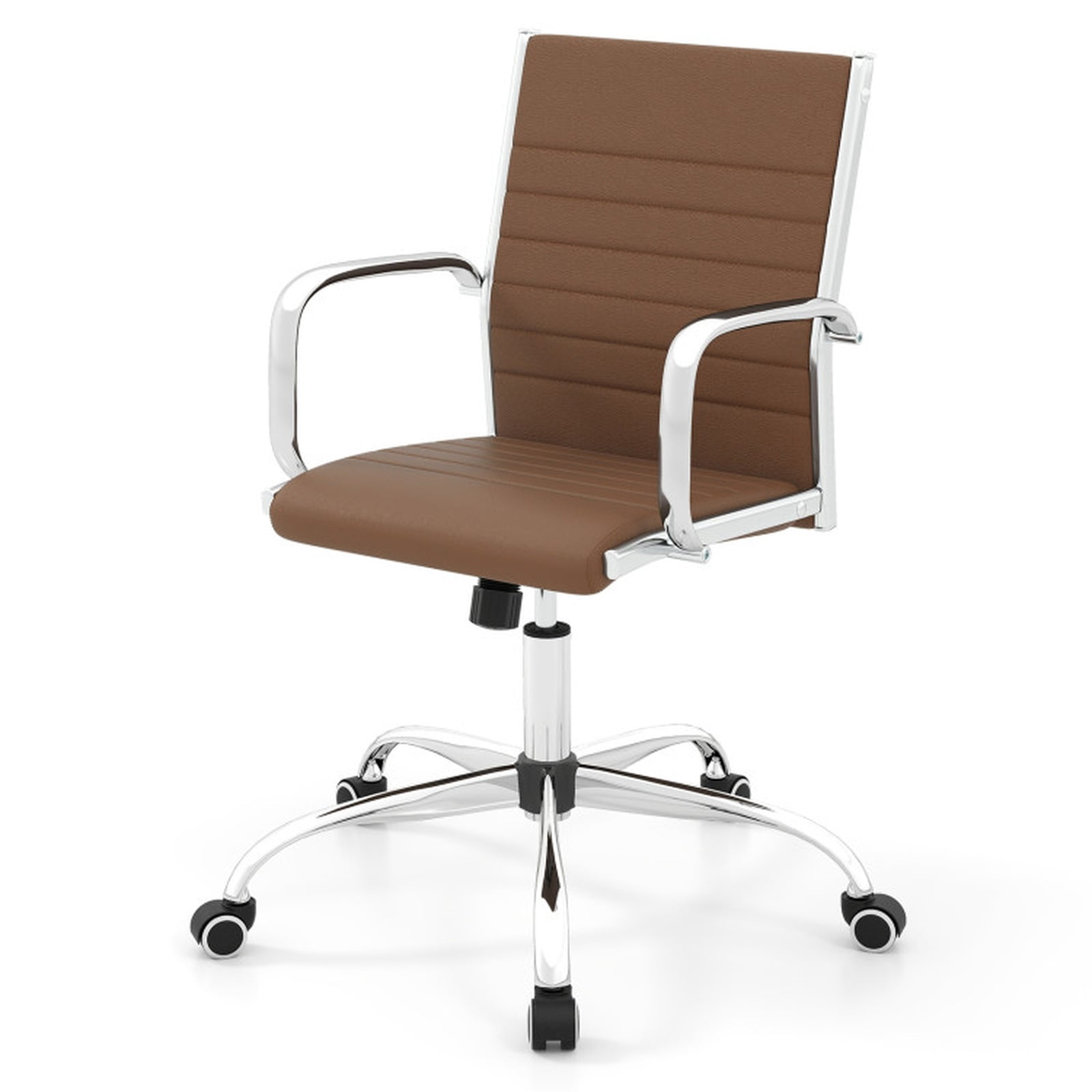 Furnibear Height Adjustable Office Chair Conference Room Chair with Rocking Backrest and Armrests for Home Office Desk Work, Brown