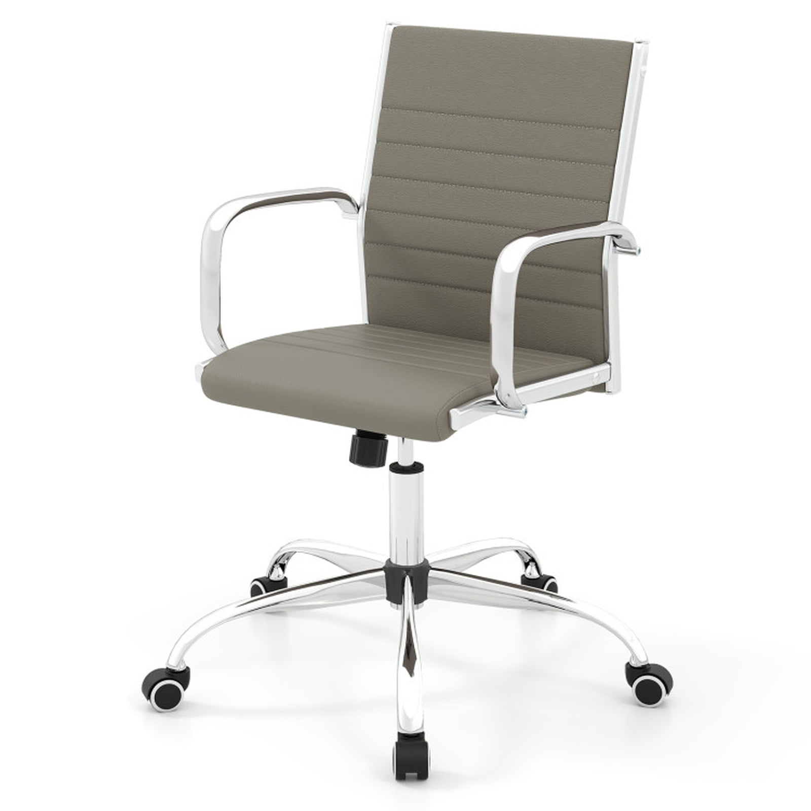 Furnibear Height Adjustable Office Chair Conference Room Chair with Rocking Backrest and Armrests for Home Office Desk Work, Grey, Gray