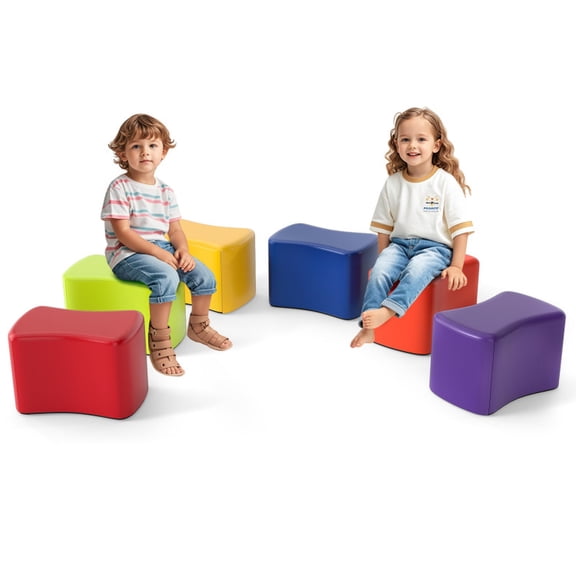 Furnibear Kids Chair Modular Stool Set for Kids 6 PCS Butterfly Stools