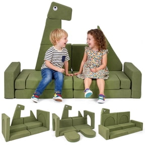 Furnibear Kids Couch 13 Pieces Modular Kids Play Couch for Inspiring Creativity, Dinosaur