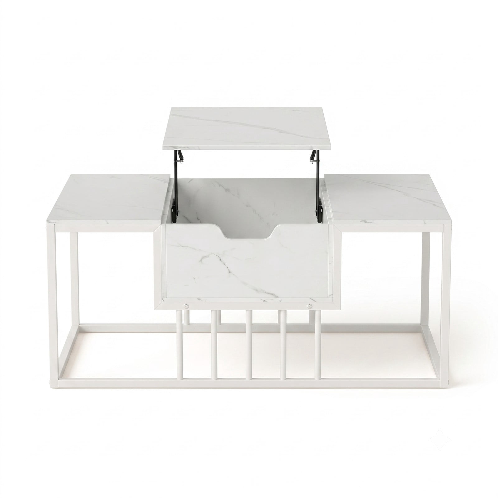 Furnibear Lift Top Coffee Table with Hidden Storage Compartment, Modern Center Table for Living Room, Adjustable Height Rising Tabletop, Engineered Wood and, White