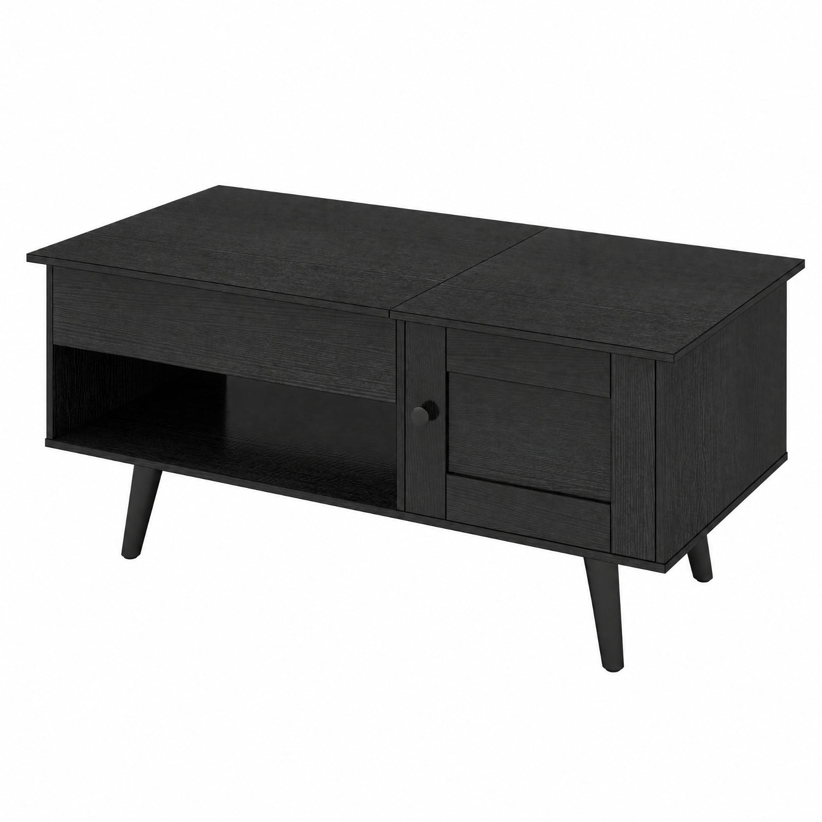 Furnibear Lift Top Coffee Table with Hidden Compartment Open Shelf and Storage Cabinet for Living Room and Home Office, Black