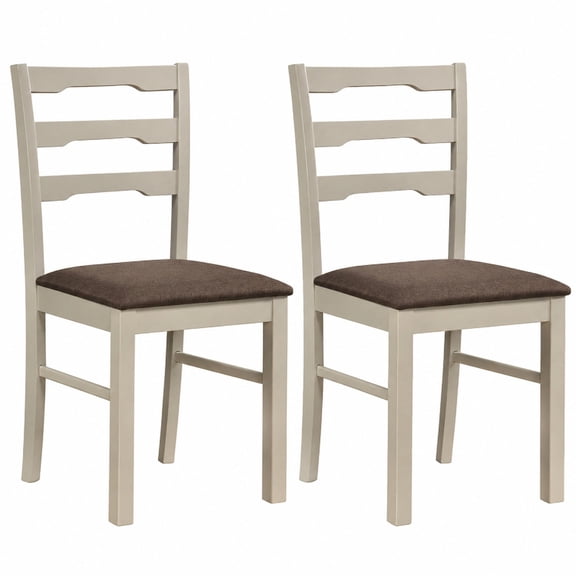 Furnibear Linen Style Upholstered Dining Chairs Set of 2 with Ladder Back and Solid Rubber Wood Frames for Farmhouse Kitchen, White