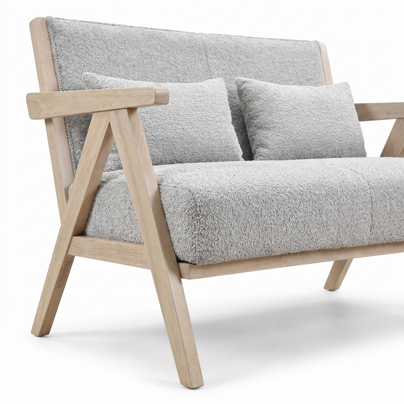 Furnibear Loveseat Sofa for Small Spaces, Modern 2-Seater Upholstered Chenille Couch with 2 Throw Pillows, Rubber Wood Frame, Pocket Spring Padded Seat for, Gray