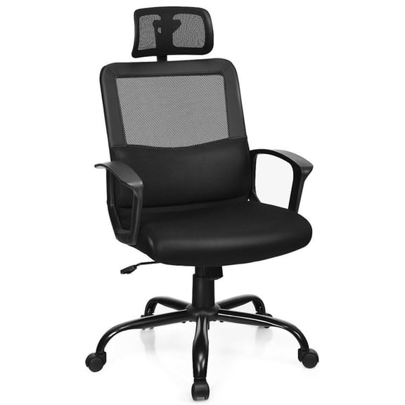 Furnibear Mesh Office Chair High Back Ergonomic Swivel Desk Chair with Adjustable Headrest Lumbar Support Computer Chair for Home Office, Black