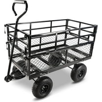 Furnibear Heavy Duty Steel Garden Cart 1500lbs Capacity, 6.35 cu ft, 40.55 inch x 27.56 inch Folding Utility Wagon with Double-Layer Removable Side, Black