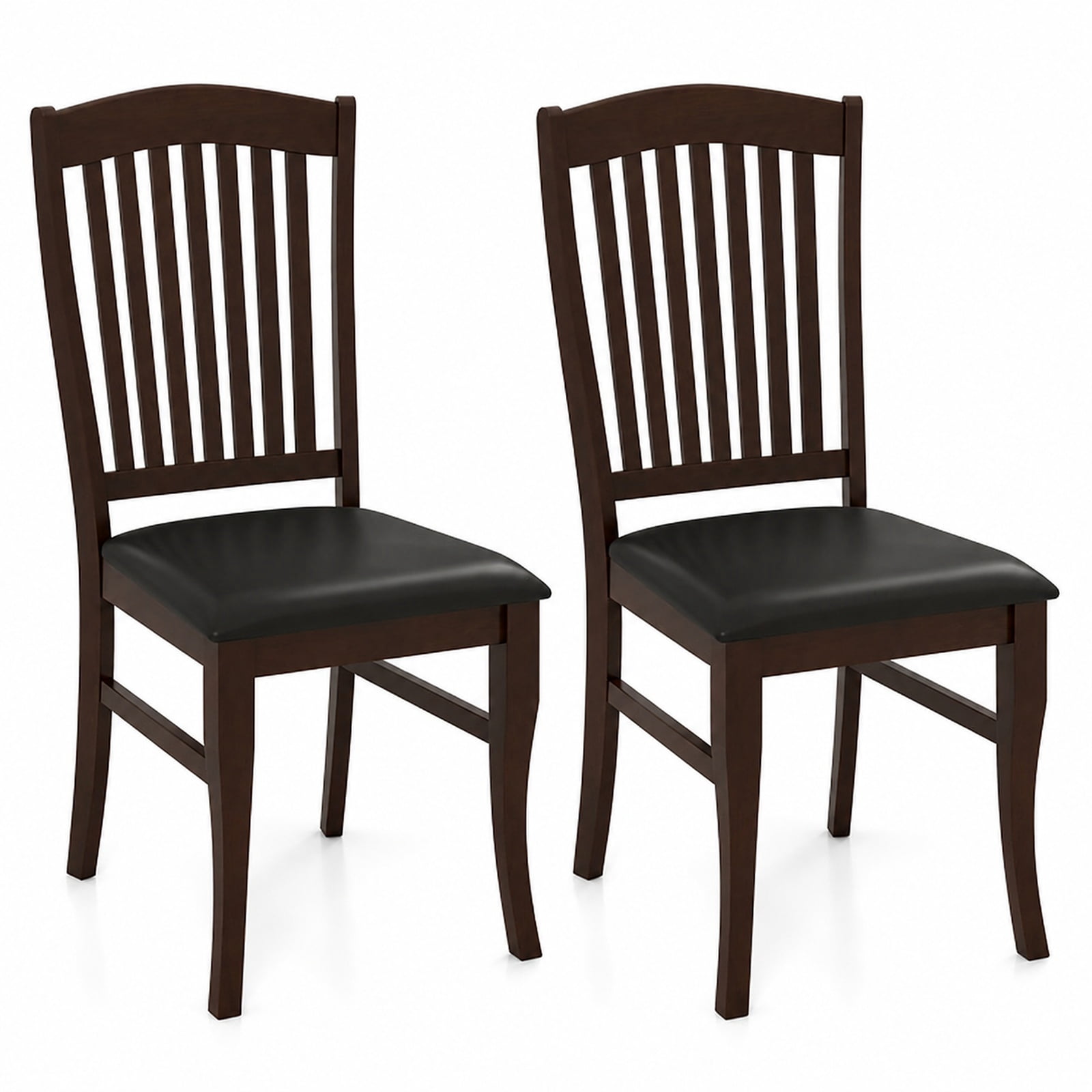 Furnibear Mid Century Dining Chairs Set of 2 Armless Kitchen Side Chairs with Solid Rubber Wood Frame and Curved Legs, Coffee