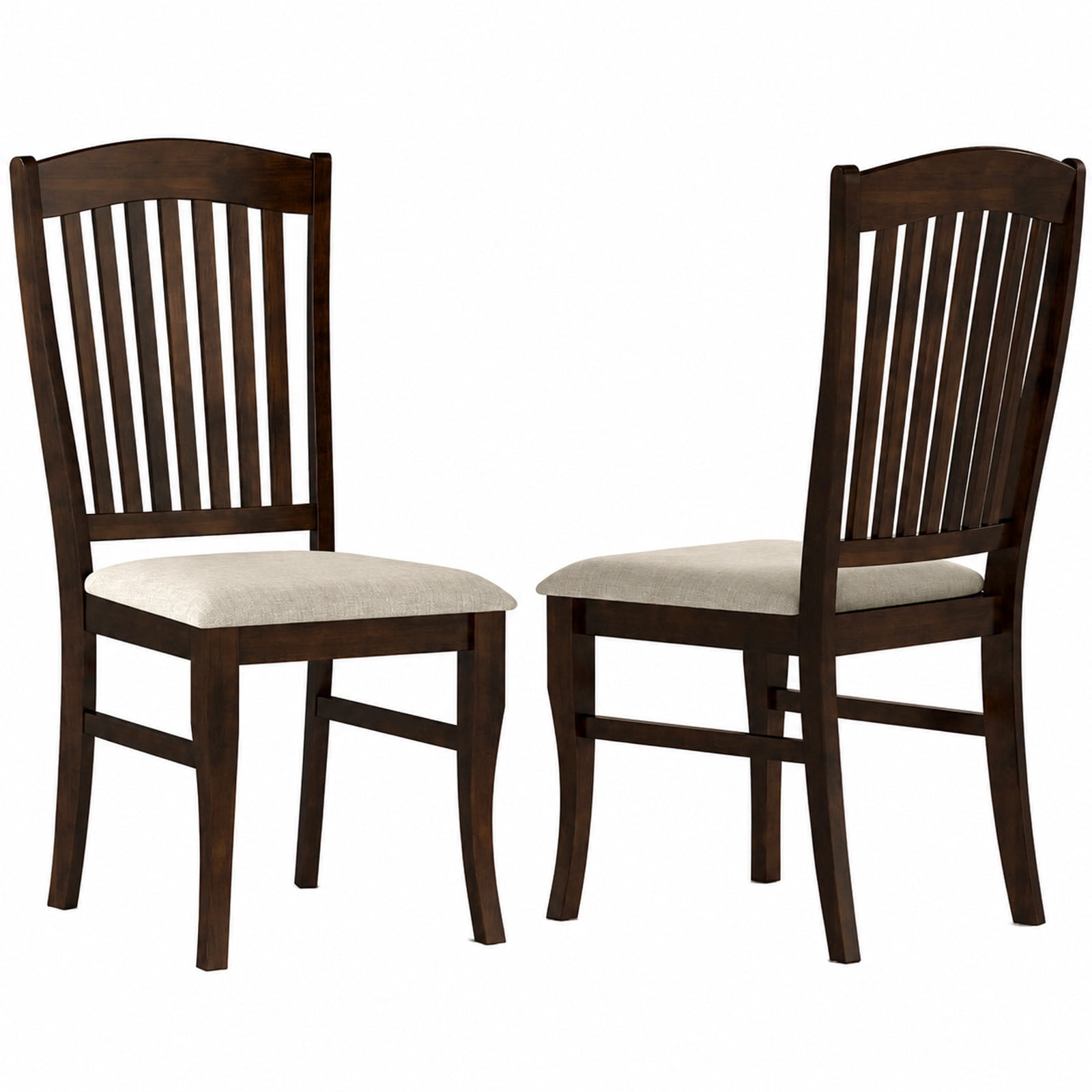 Furnibear Mid Century Kitchen Side Chairs Set of 2 Armless Dinette Dining Chairs with Rubber Wood Frame and Curved Legs, Coffee