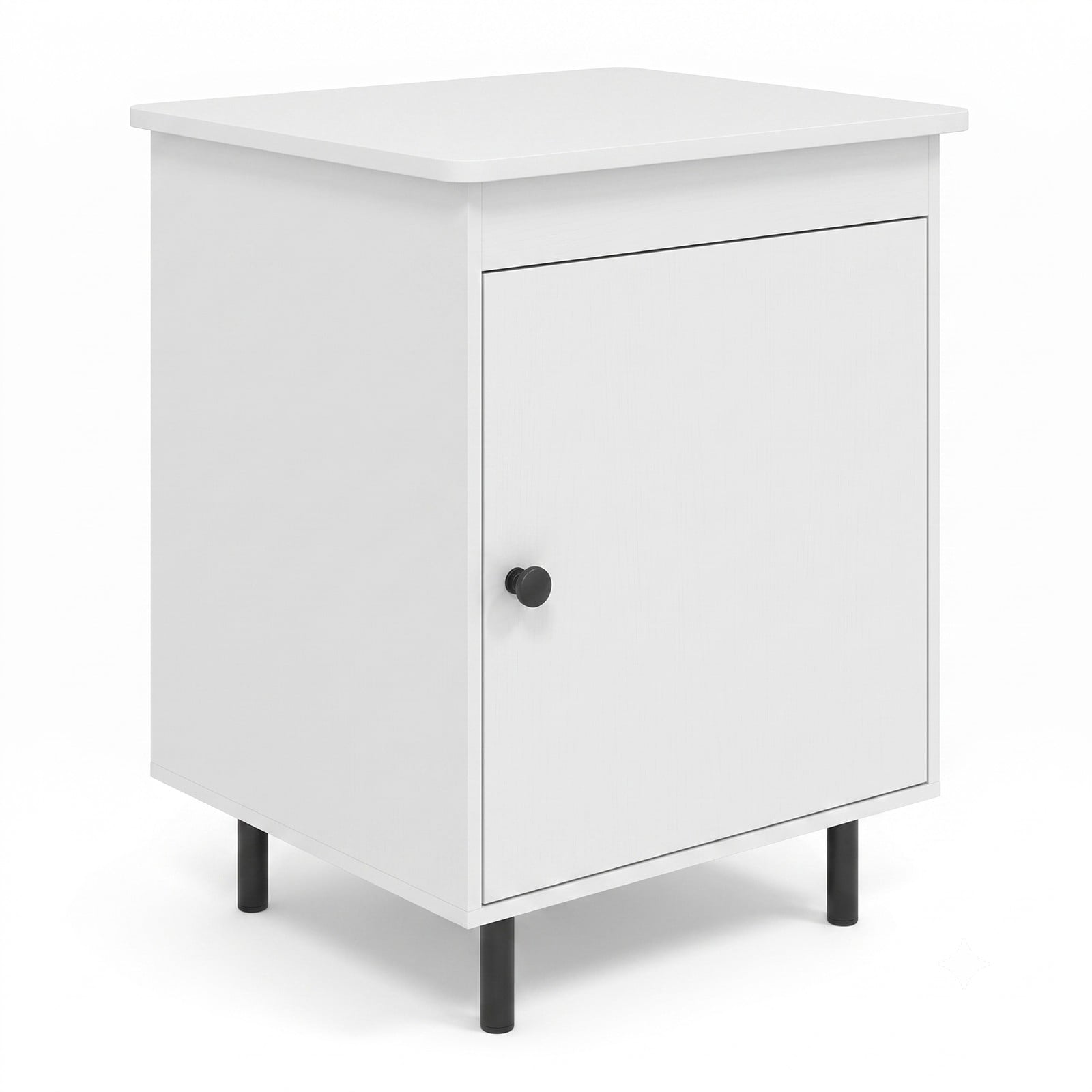 Furnibear Mid Century Nightstand Set of 2 with Enclosed Storage Cabinet and Open Top and Metal Legs for Bedroom and Living Room, White