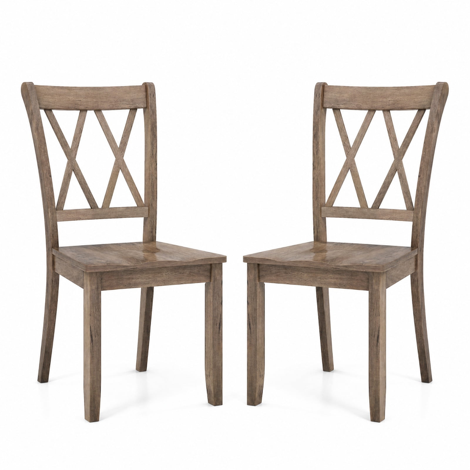 Furnibear Mid Century Wooden Dining Chairs Set of 2 with High Backrest and Solid Rubber Wood Frame for Farmhouse Kitchen, Brown