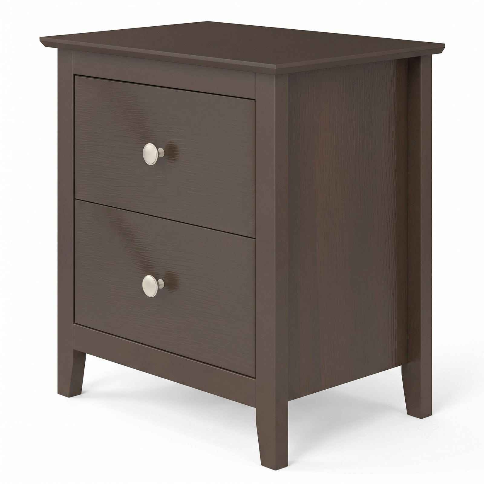 Furnibear Modern 2-Drawer Nightstand for Small Spaces with Sleek Metal Handles and Smooth Slides for Bedroom and Living Room, Espresso