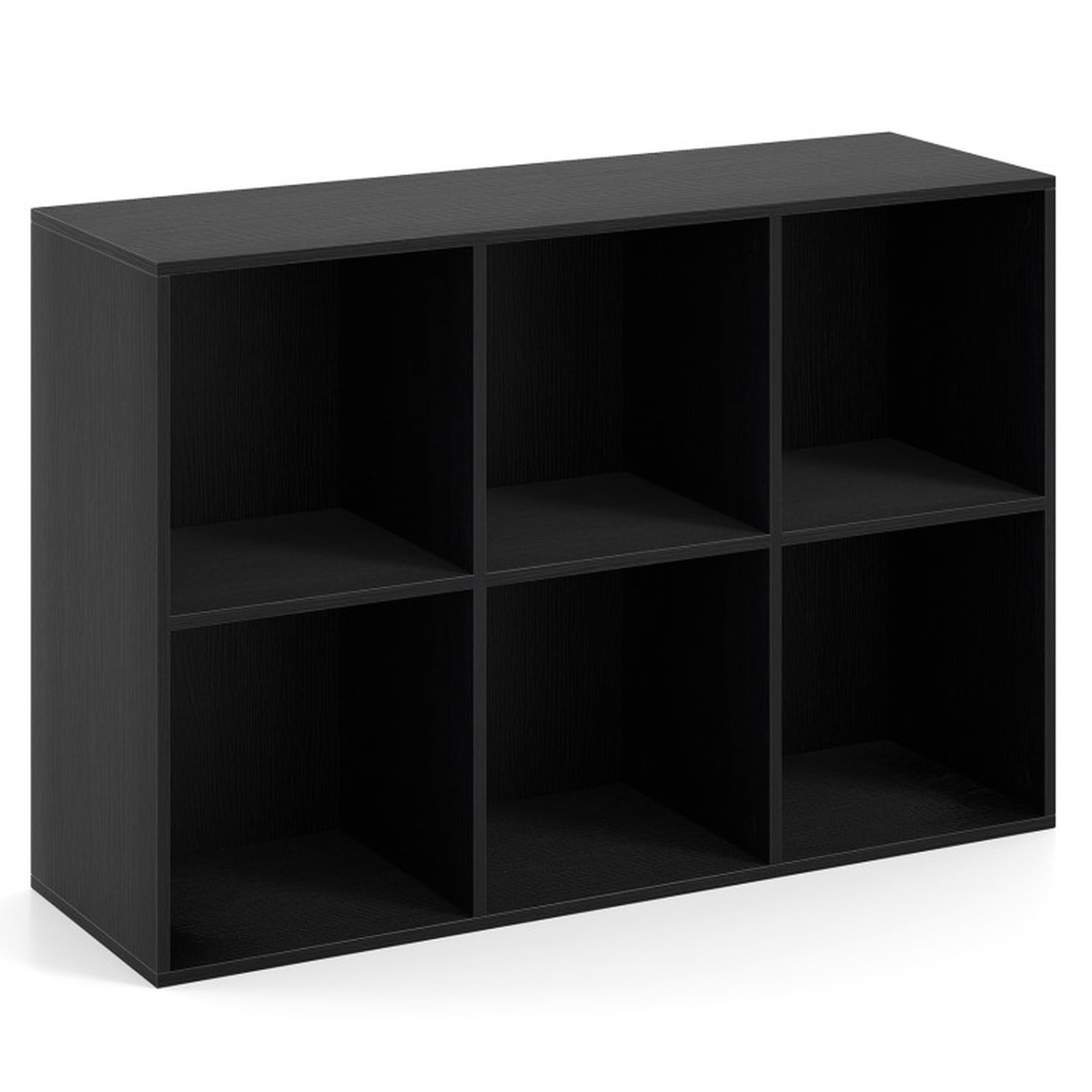 Furnibear Modern 6-Cube Bookcase Freestanding Storage Bookshelf with Anti-Tipping Kits and Non-Slip Pads for Living Room, Black