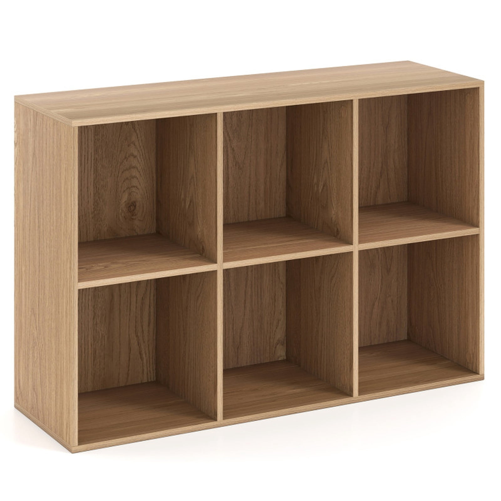 Furnibear Modern 6-Cube Bookcase Freestanding Wood Storage Bookshelf with Anti-Tipping Kits for Bedroom Living Room and Study, Natural
