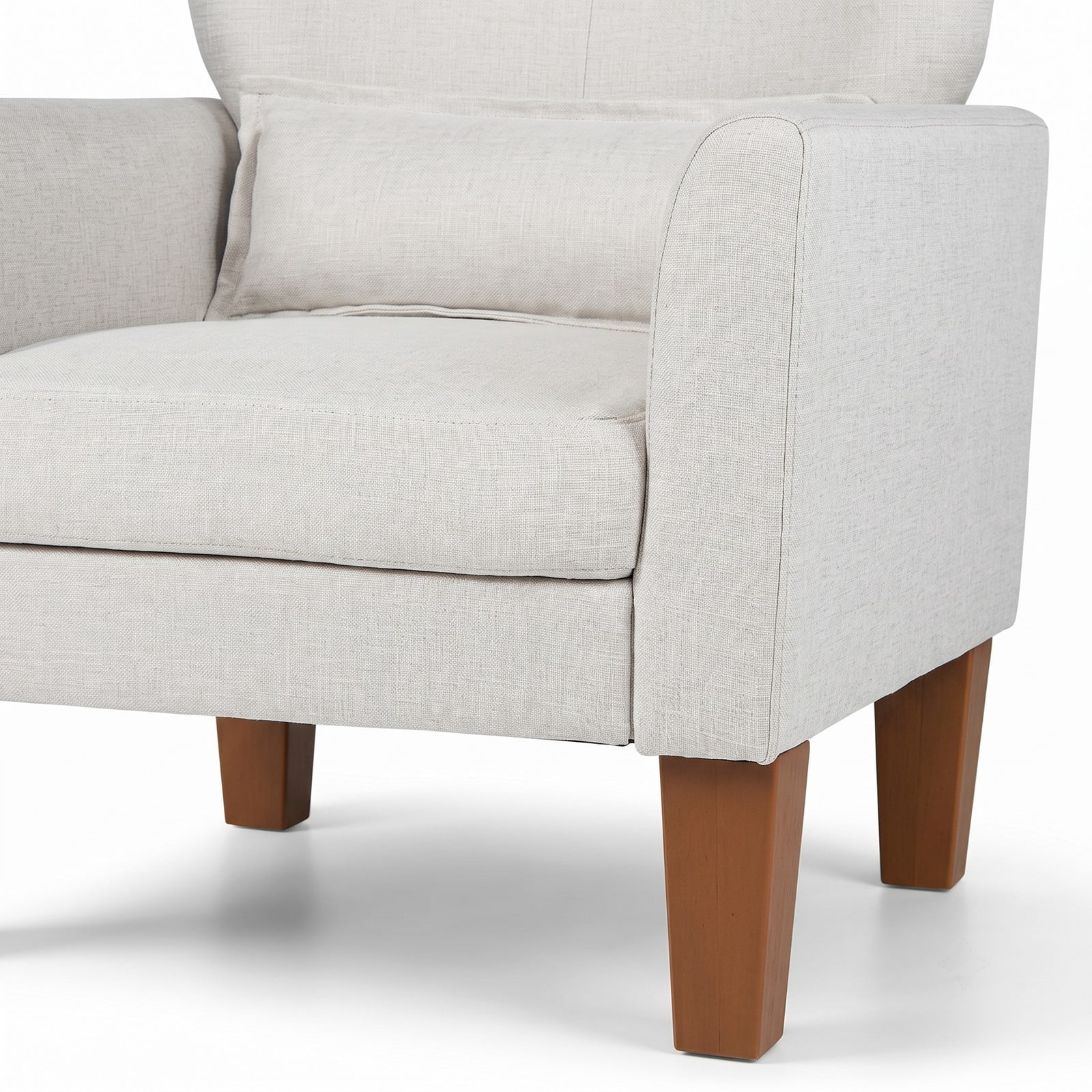 Furnibear Modern Accent Chair with Removable Seat Cushion and Lumbar Pillow, Faux Linen Upholstered Armchair for Living Room Bedroom Office Reading Nook, 350, Beige