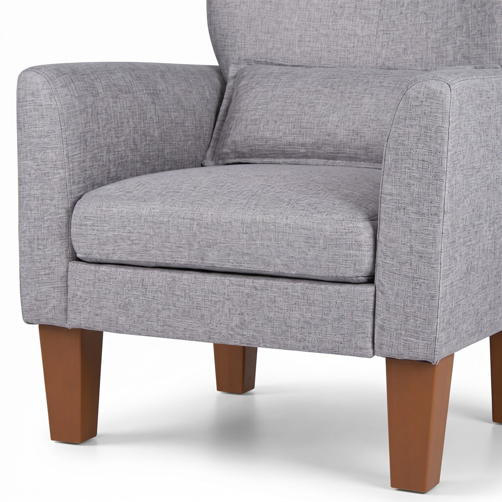 Furnibear Modern Accent Chair with Removable Seat Cushion and Lumbar Pillow, Faux Linen Upholstered Armchair for Living Room Bedroom Office Reading Nook, 350 lbs, Gray