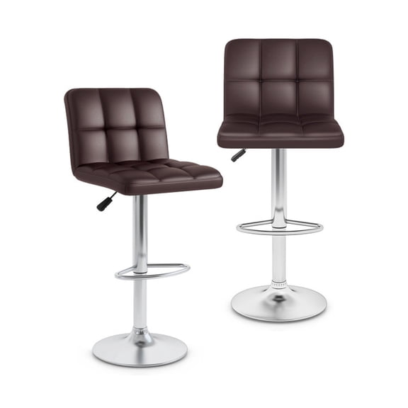 Furnibear Modern Bat Stools Set of 2 with Back and Heavy, Brown
