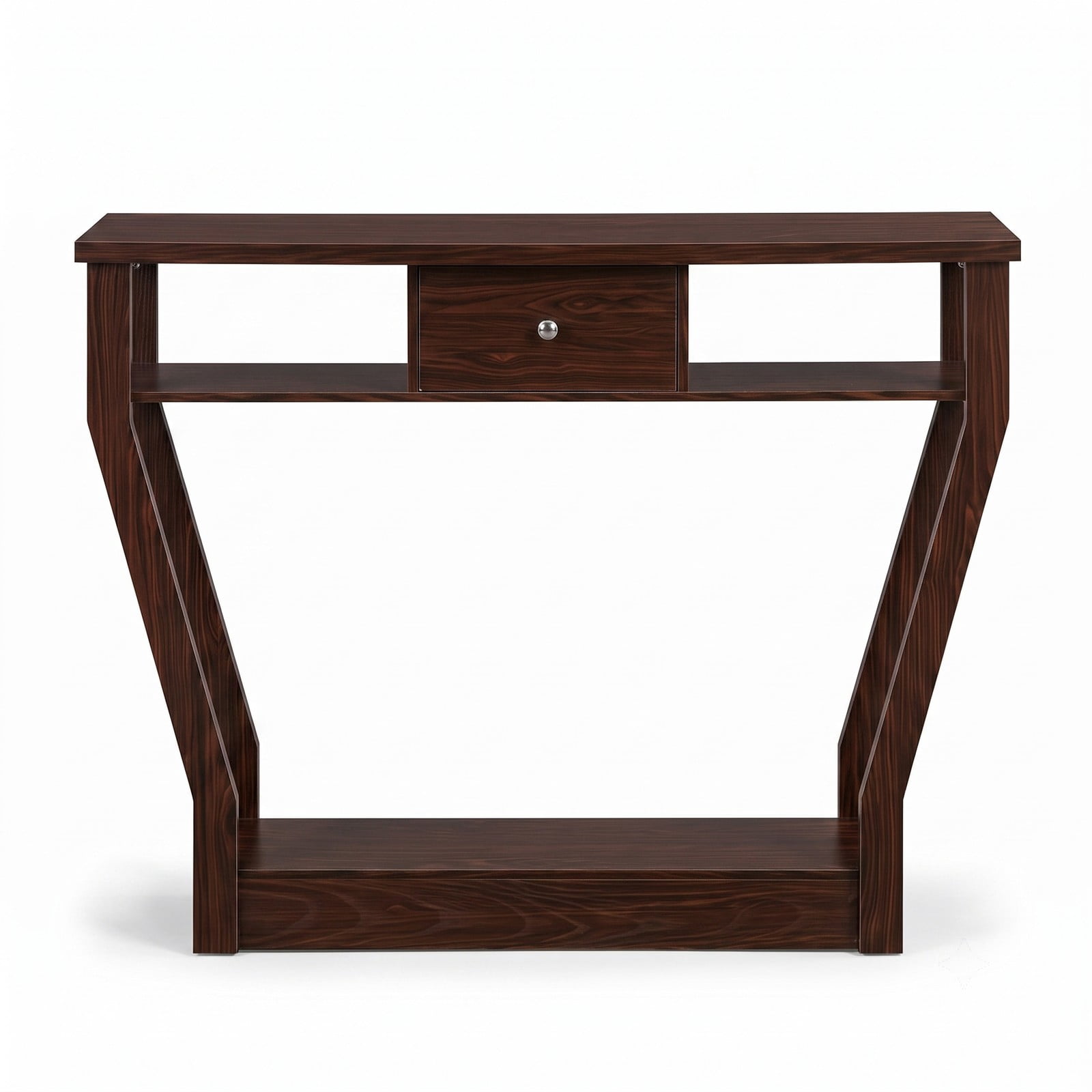 Furnibear Modern Console Accent Table with Storage Drawer and Open Shelf for the Living Room Entryway and Hallway, Brown