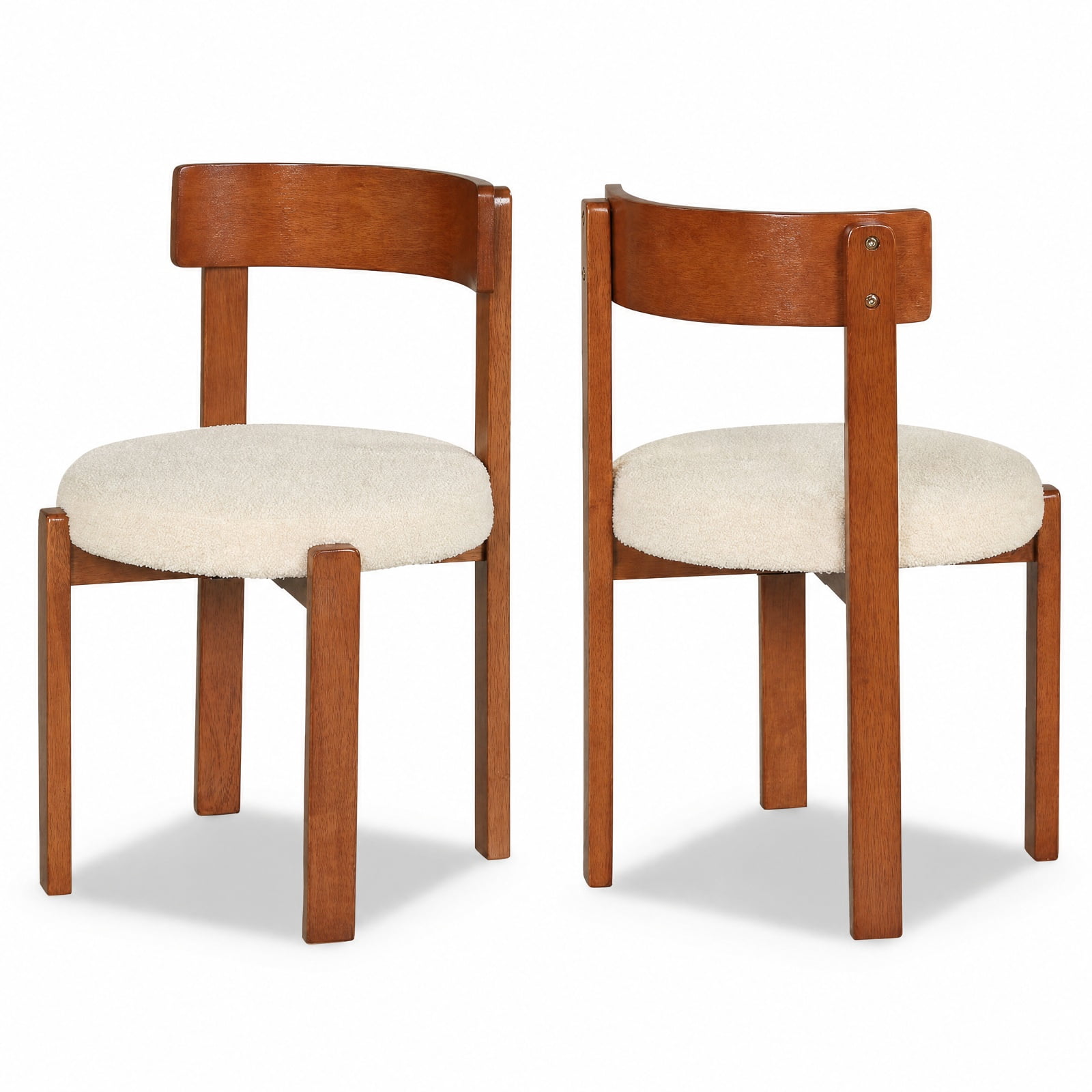 Furnibear Modern Dining Chairs Set of 2 with Solid Rubber Wood Legs for Kitchen Dining Room Living Room Home, Brown