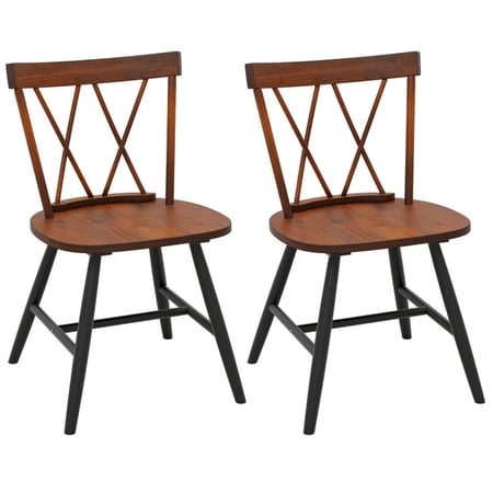Furnibear Modern Farmhouse Wood Dining Chairs Set of 2 with Solid Rubber Wood Frame for Kitchen and Dining Room, Hot Sand