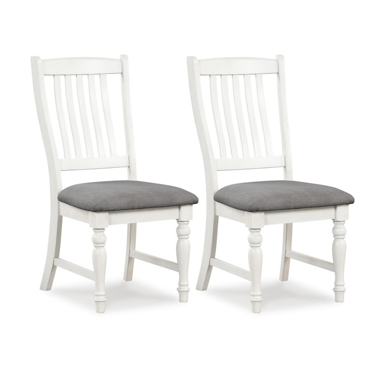 Furnibear Wood Dining Chairs Set of 2 with Solid Wood Legs and Curved Backrest and Natural Finish for Kitchen and Dining Room, White