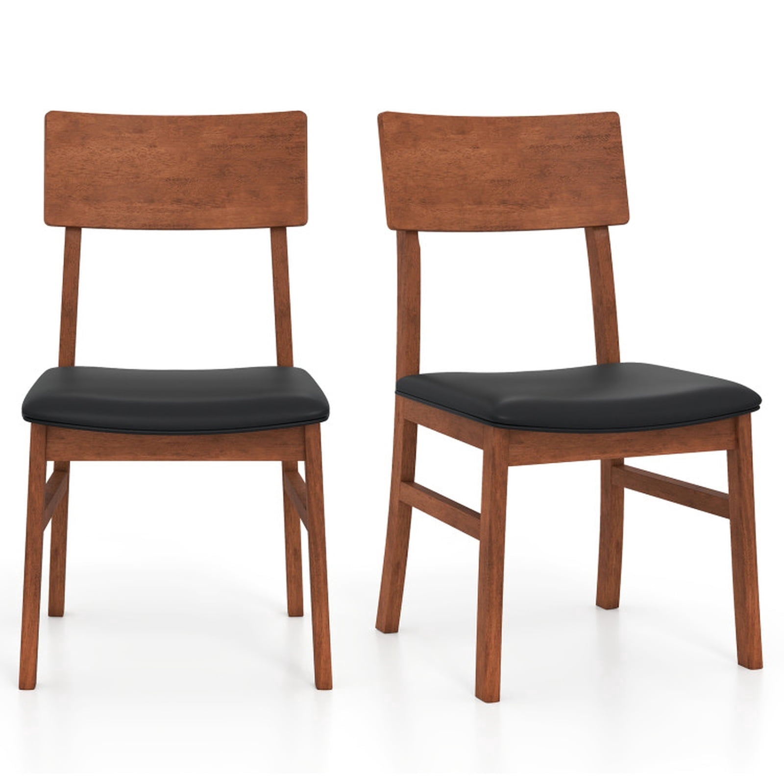 Furnibear Modern Faux Leather Dining Chairs Set of 2 with Padded Seat and Rubber Wood Legs for Kitchen and Dining Room, Black
