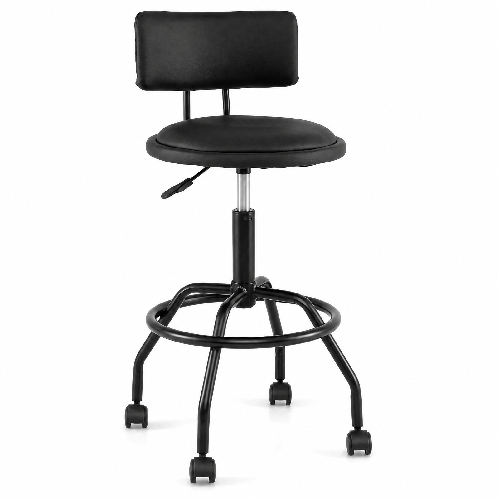 Furnibear Modern Swivel Height Adjustable Bar Stool with Backrest for Kitchen Island Counter Bar Pub Dining Home, Black