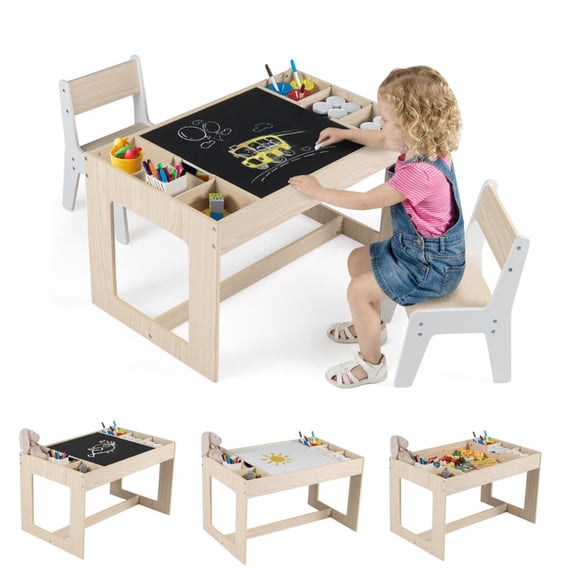 Furnibear Multifunctional Kids Activity Table and Chair Set, Natural