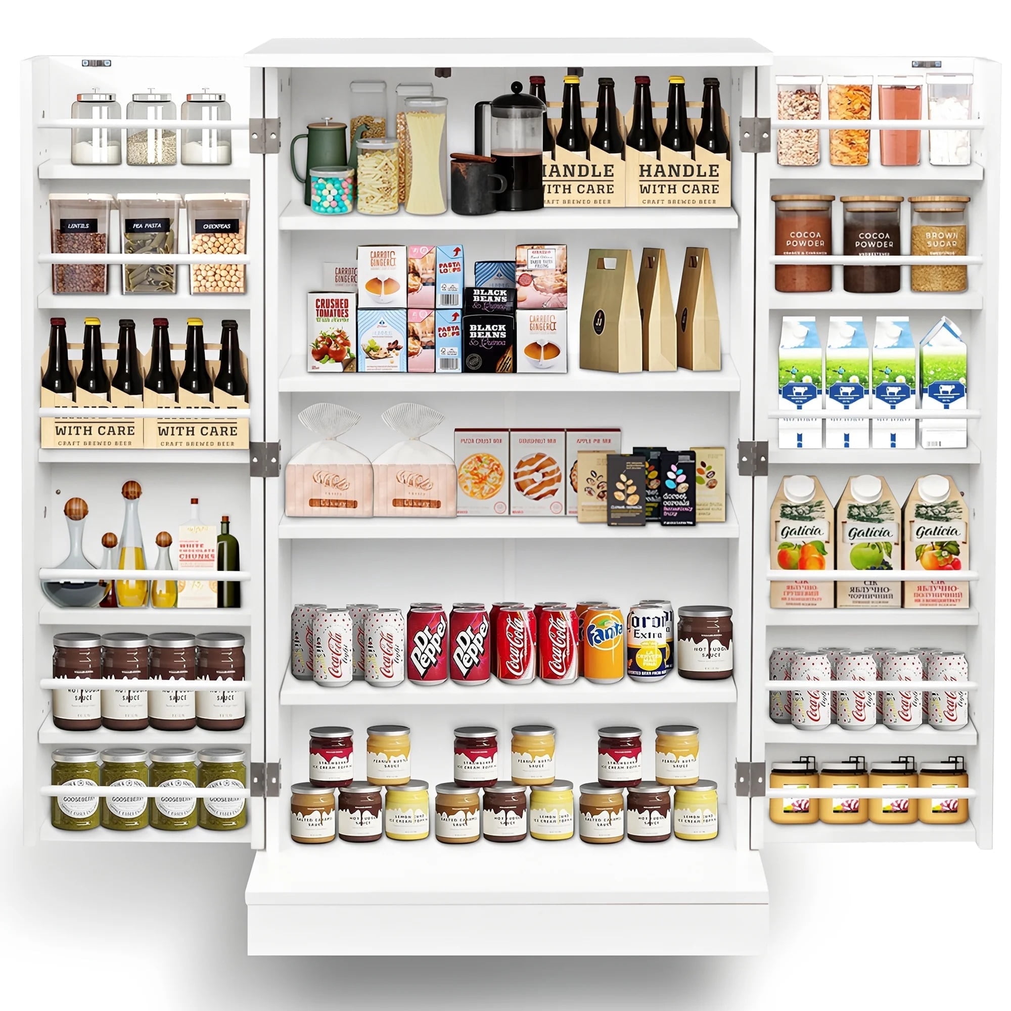 Furnibear Multipurpose Storage Cabinet with Doors and Adjustable Shelves, White Finish