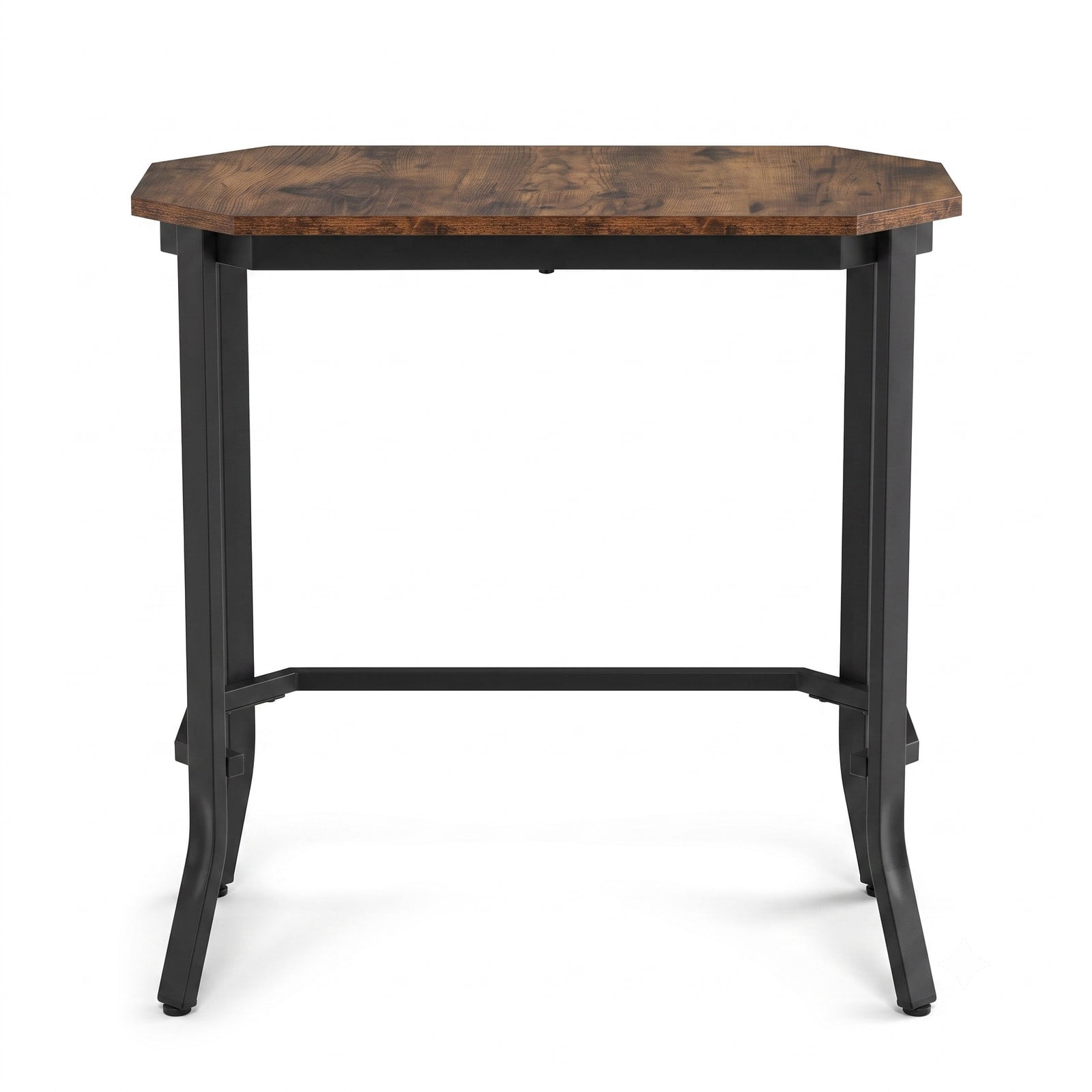Furnibear Narrow End Table, Rustic Wood Grain Hexagon Side Table with Sturdy Steel Frame and Adjustable Foot Pads for Living Room Bedroom Entryway, Rustic Brown