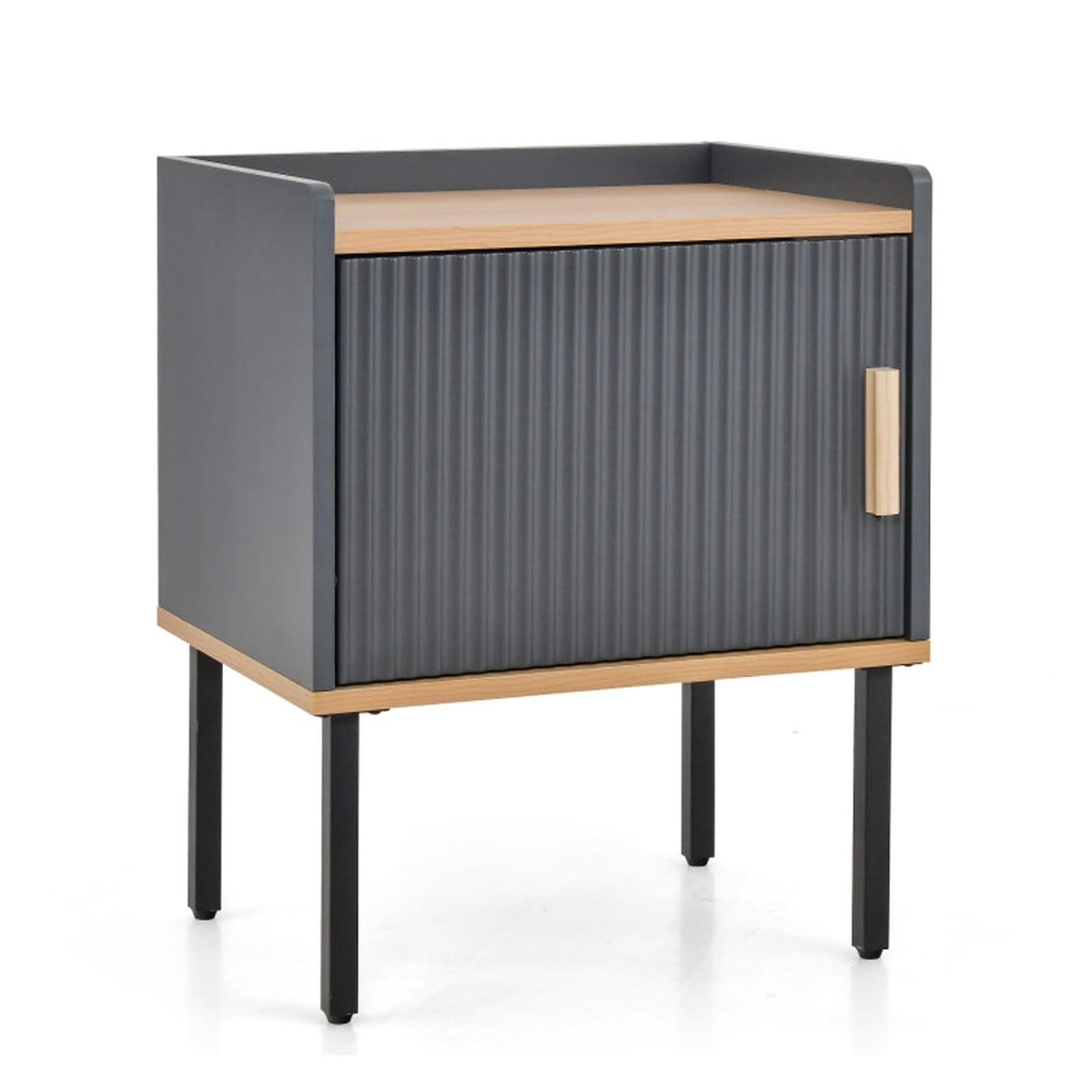 Furnibear Nightstand Bedside End Table with Door Cabinet for Living Room Bedroom for Bedroom Living Room Bedside Sofa Side Small Space, Gray