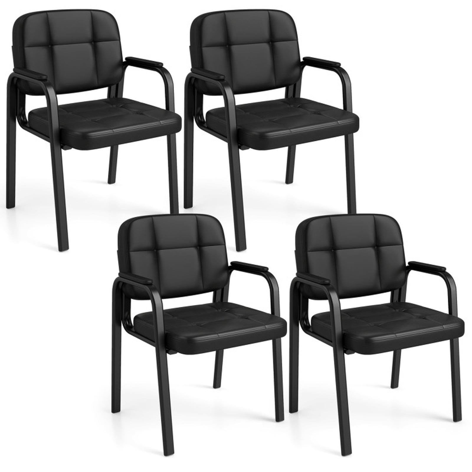 Furnibear Office Chair Leather Office Reception Chairs Waiting Room Guest Chairs Set of 4, Dark