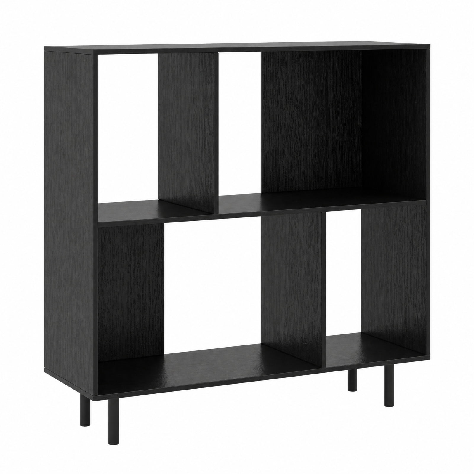 Furnibear Open Shelf Bookcase with 4 Compartments for Living Room Home Office Bedroom Display Storage Shelf, Black