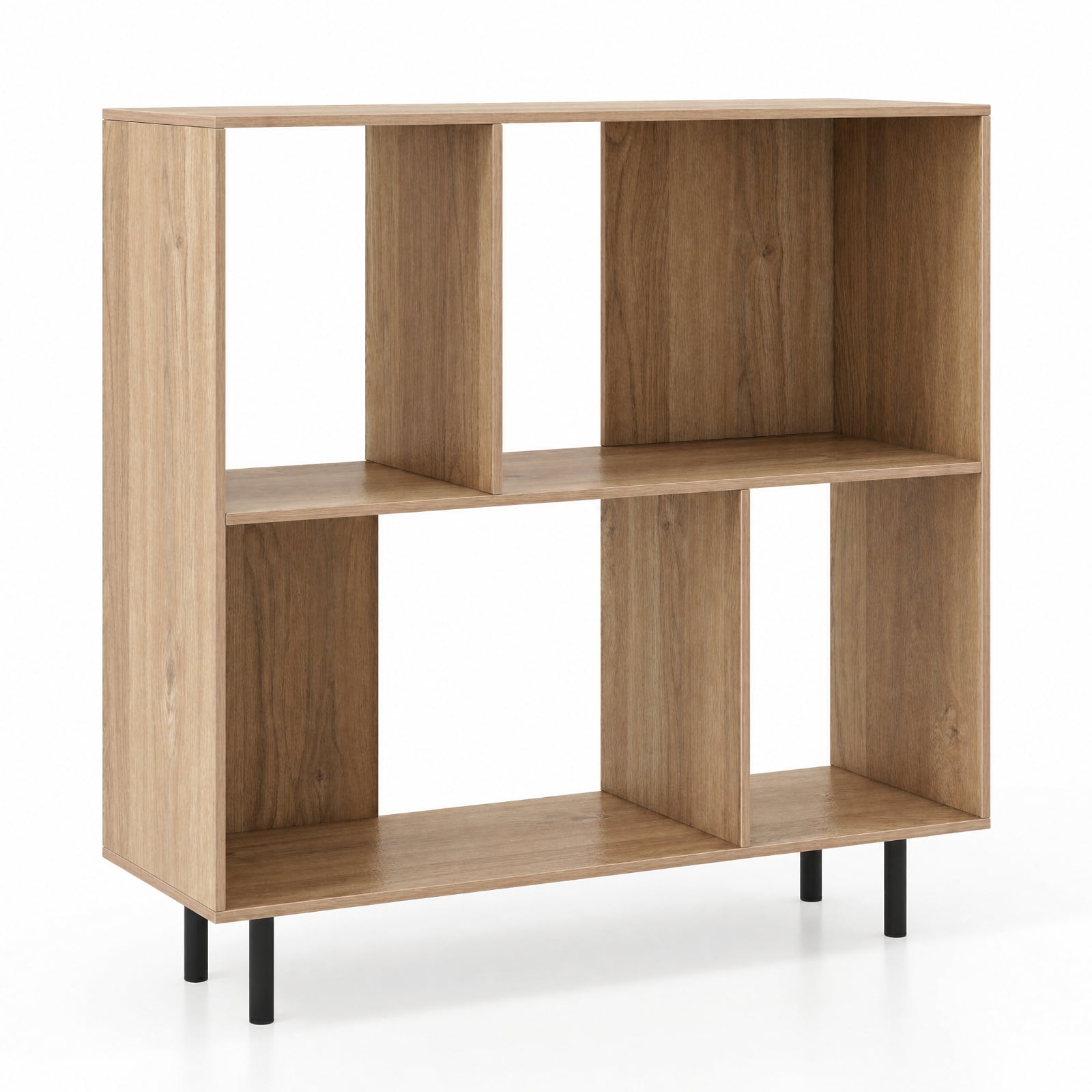 Furnibear Open Shelf Bookcase with 4 Compartments for Living Room Home Office Bedroom Display Storage Shelf, Natural