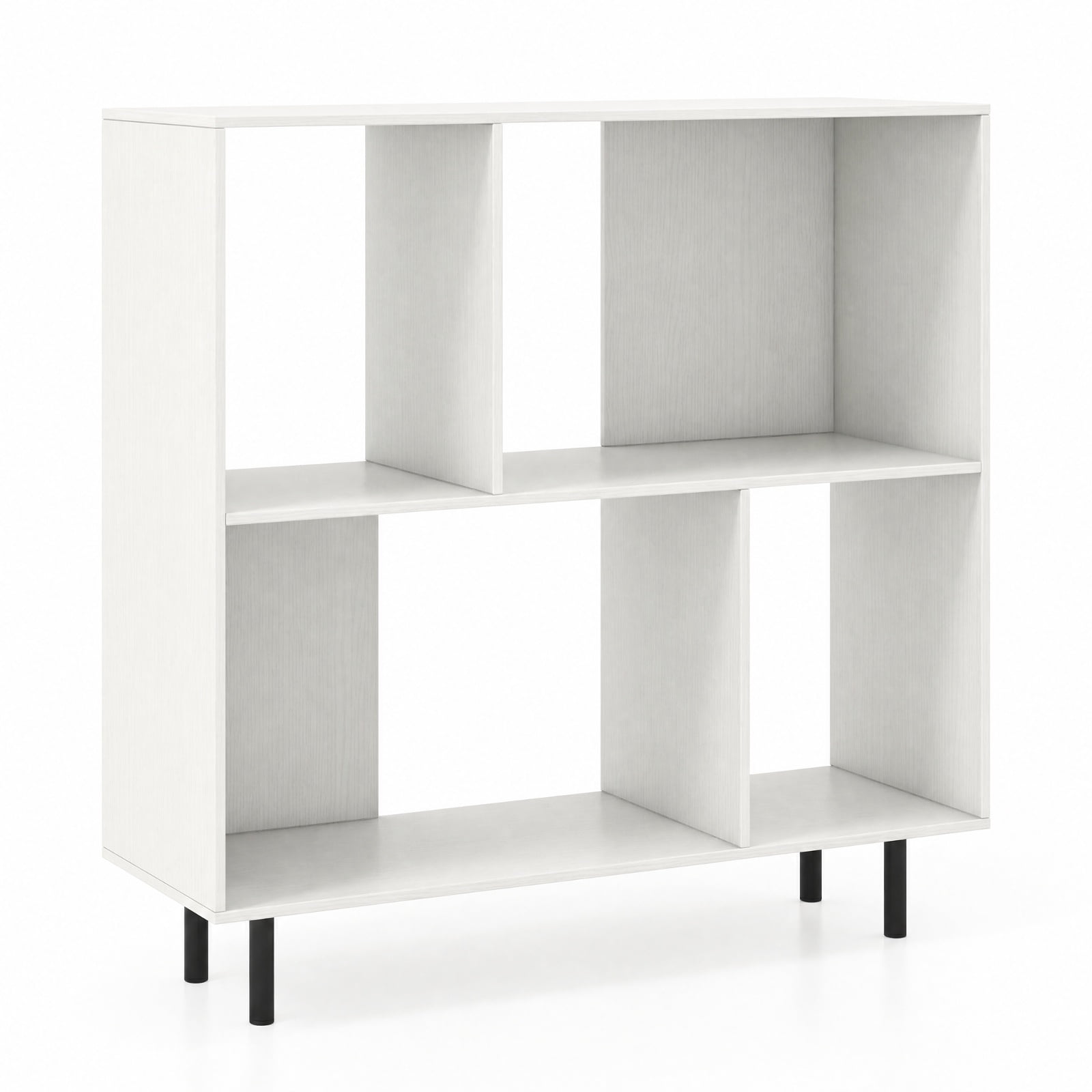 Furnibear Open Shelf Bookcase with 4 Compartments for Living Room Home Office Bedroom Display Storage Shelf, White