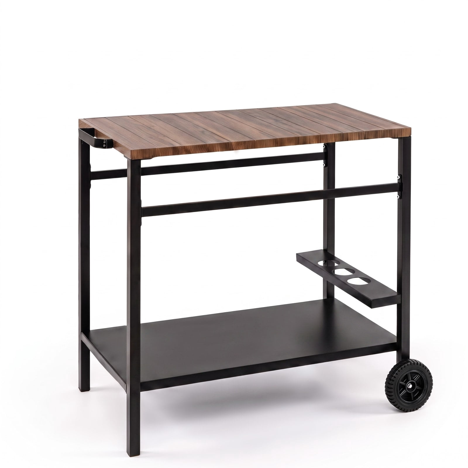 Furnibear Outdoor Grill Cart with Spice Rack and Hooks for Patio and Garden for Kitchen Dining Home Rolling Utility Serving, Brown