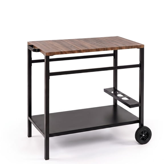 Furnibear Outdoor Grill Cart with Spice Rack and Hooks for Patio and Garden for Kitchen Dining Home Rolling Utility Serving, Brown