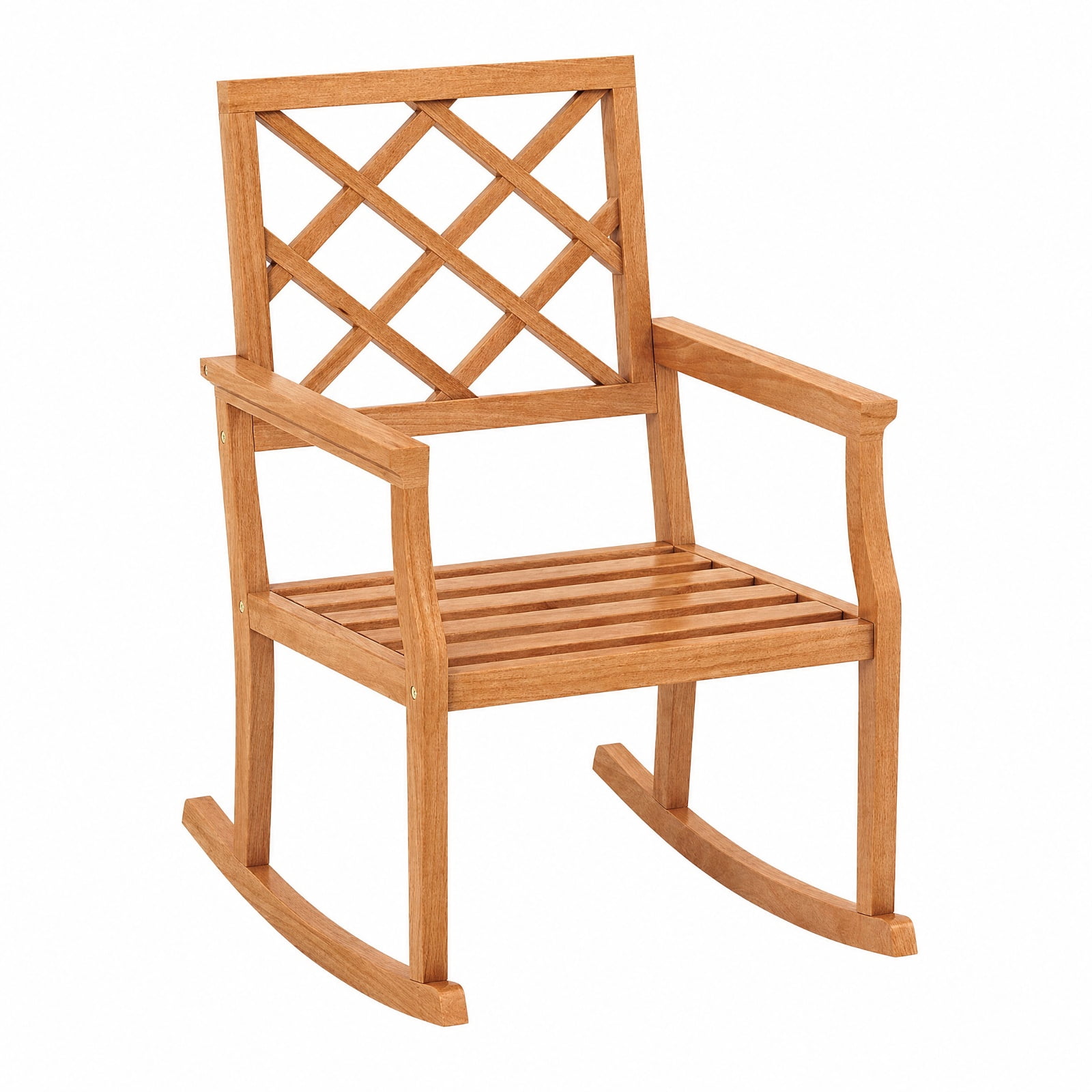 Furnibear Outdoor Rocking Chair Solid Teak Wood for Patio Porch Poolside Brown 400 lbs Capacity Weather-Resistant Outdoor Furniture