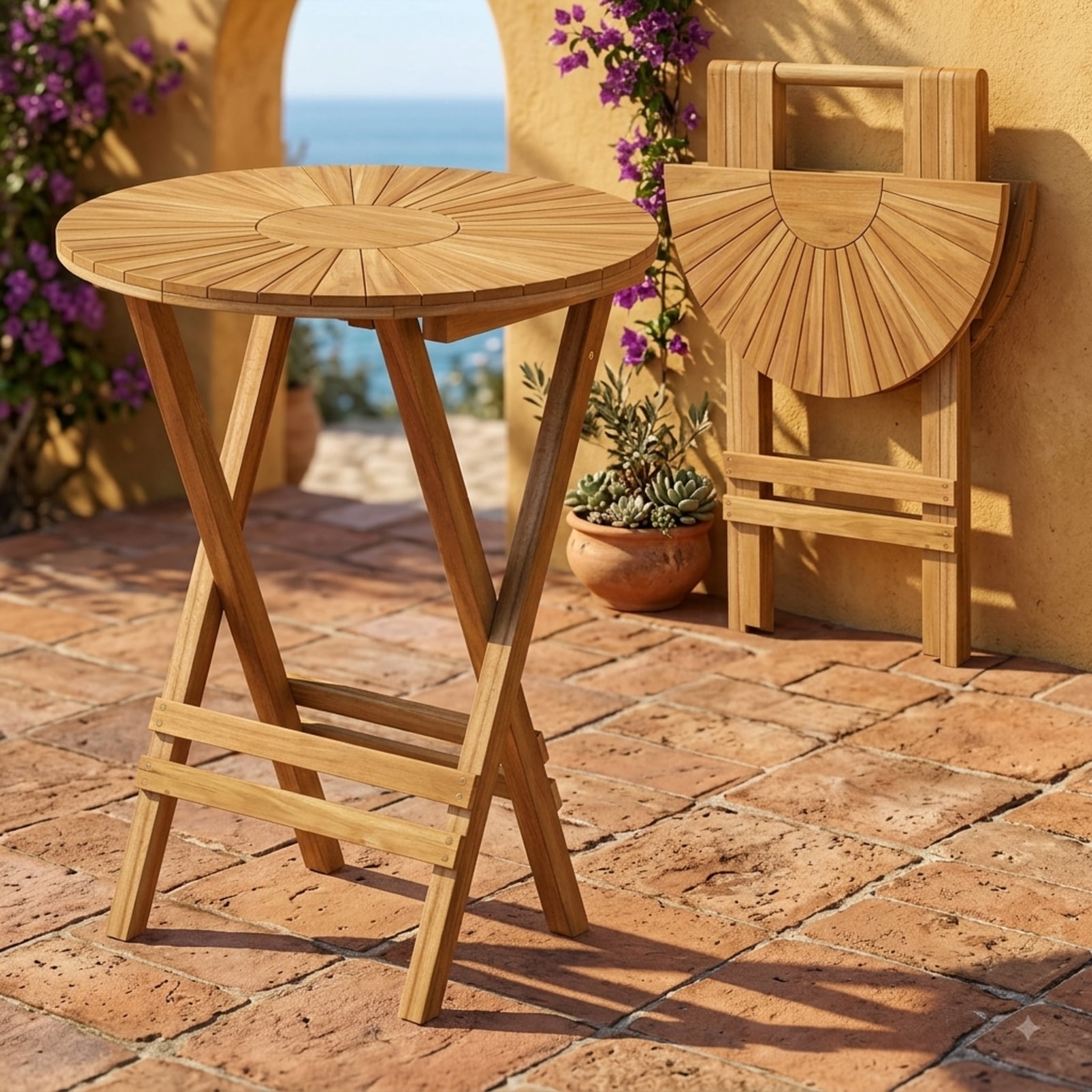 Furnibear Outdoor Side End Table Solid Teak Wood for Patio Porch Poolside Natural 220 lbs Capacity Weather-Resistant Outdoor Furniture