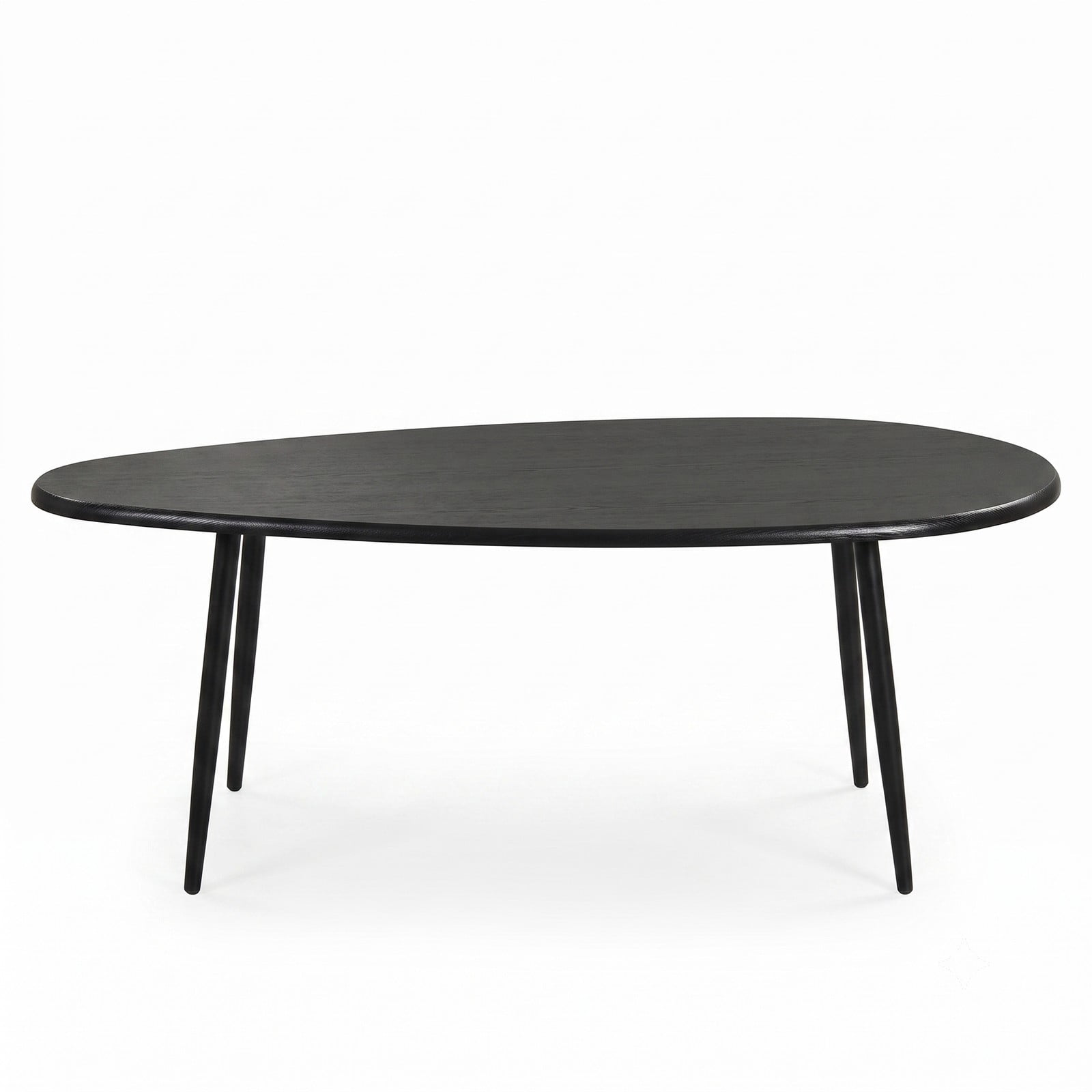 Furnibear Oval Coffee Table Mid Century Center Table with Sturdy Metal Frame, Open Storage Shelf & Adjustable Foot Pads for Living Room, Hallway & Lounge, Black