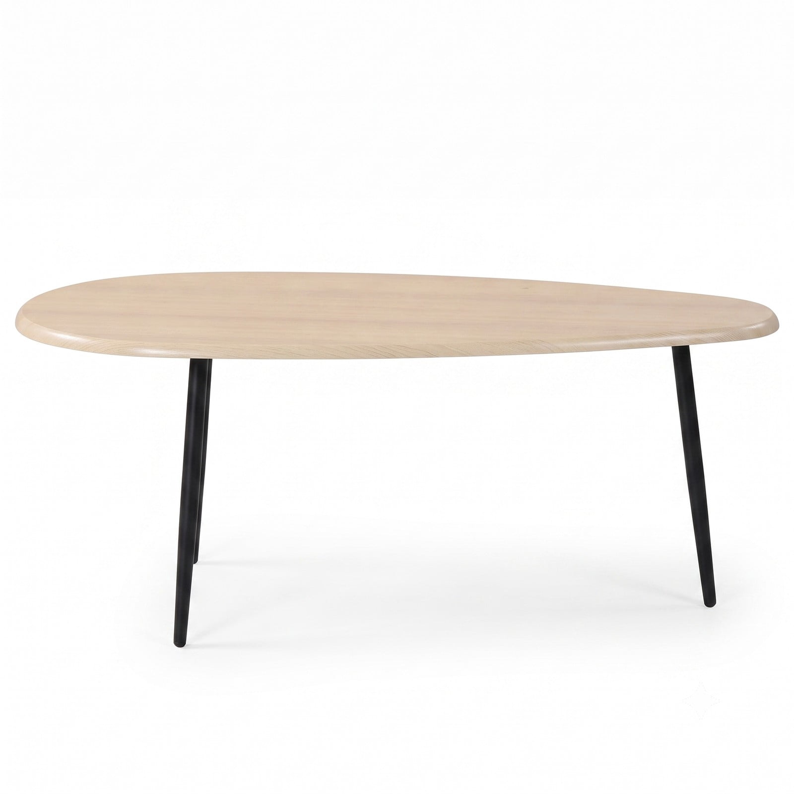 Furnibear Oval Coffee Table Mid Century Center Table with Sturdy Metal Frame, Open Storage Shelf & Adjustable Foot Pads for Living Room, Hallway & Lounge, Natural
