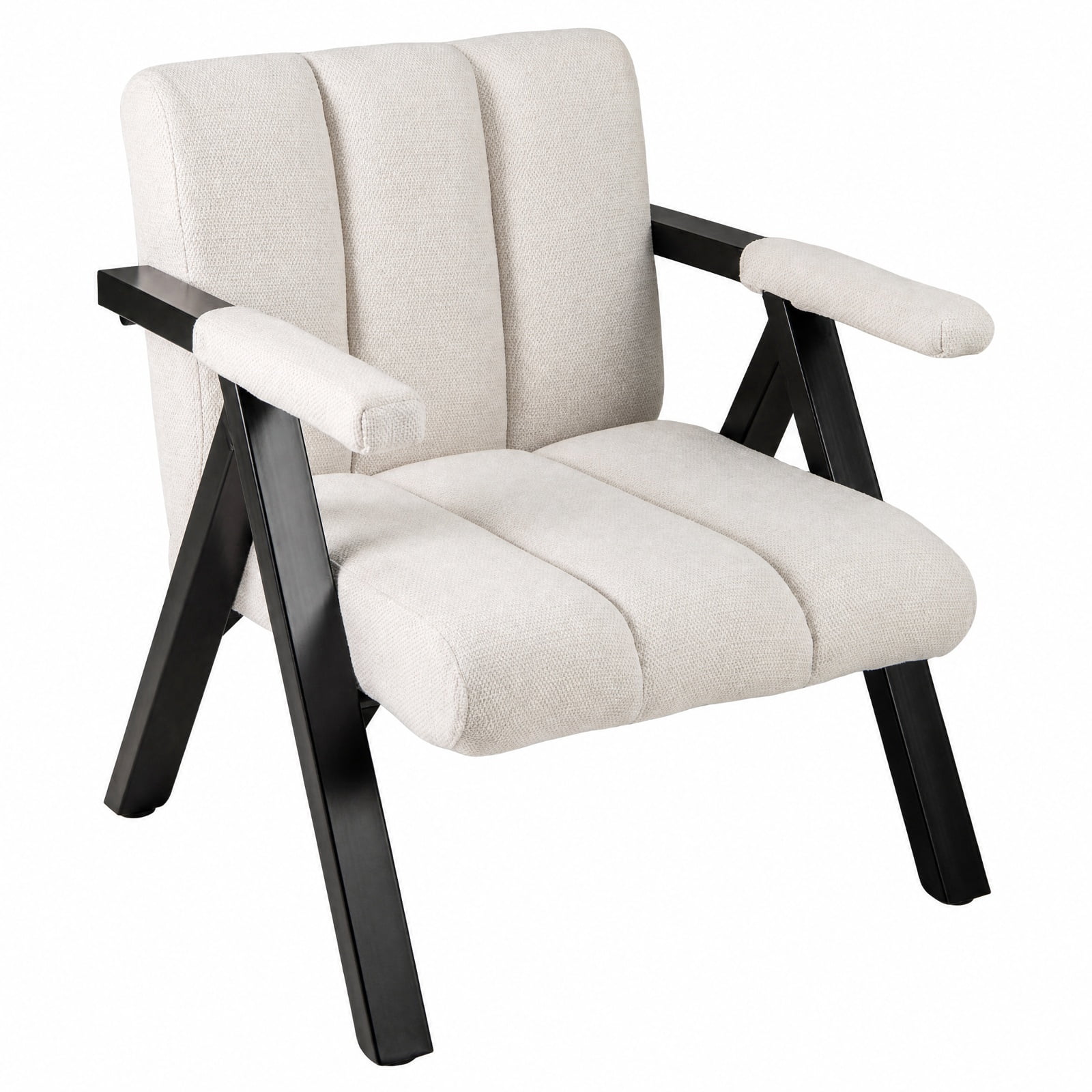 Furnibear Oversized Accent Chair with Metal Frame Ergonomic Armrests and Removable Cover for Living Room Reading Nook and Office, Beige