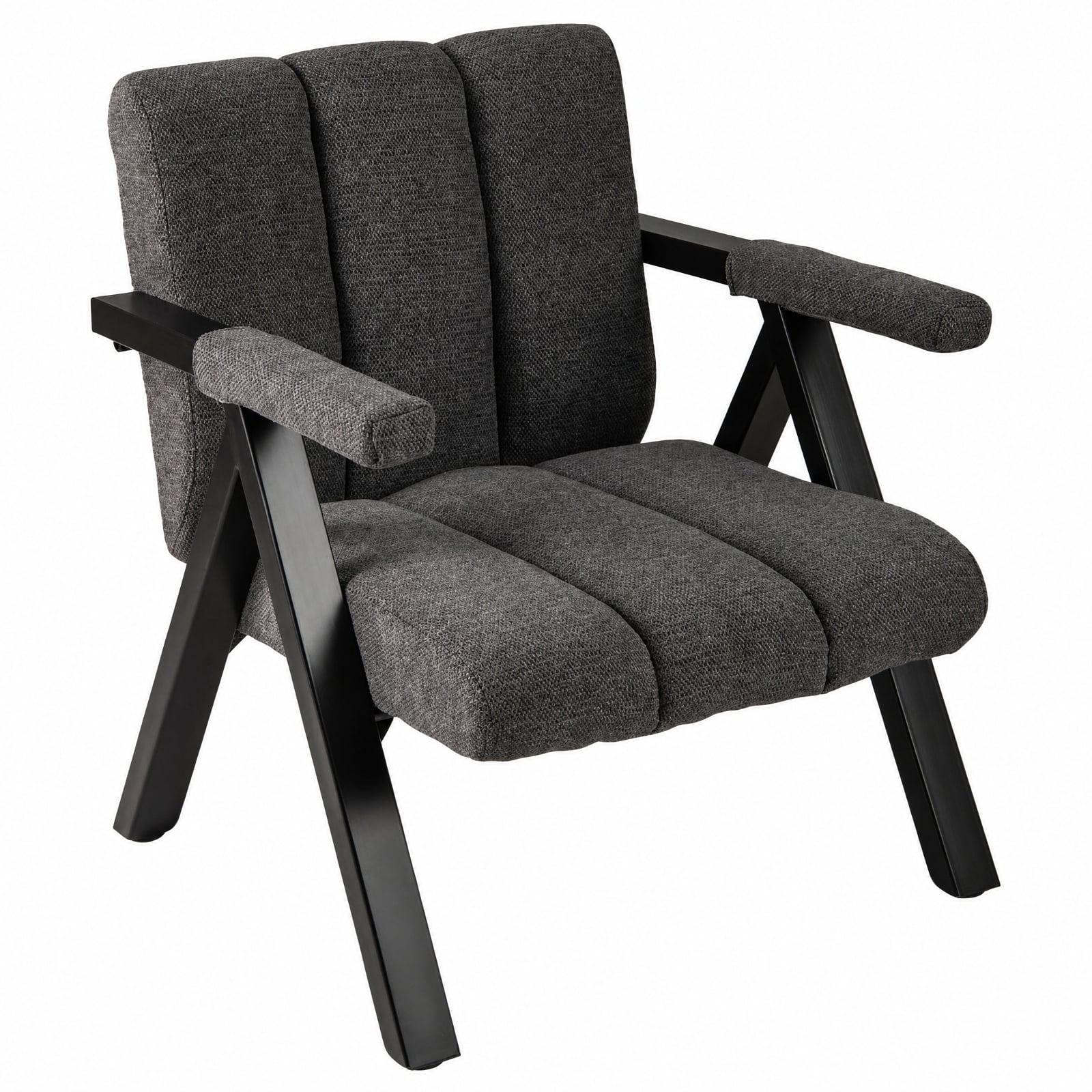 Furnibear Oversized Accent Chair with Powder Coated Metal Frame Contoured Backrest and Washable Armrest Cover for Living Room and Office, Gray