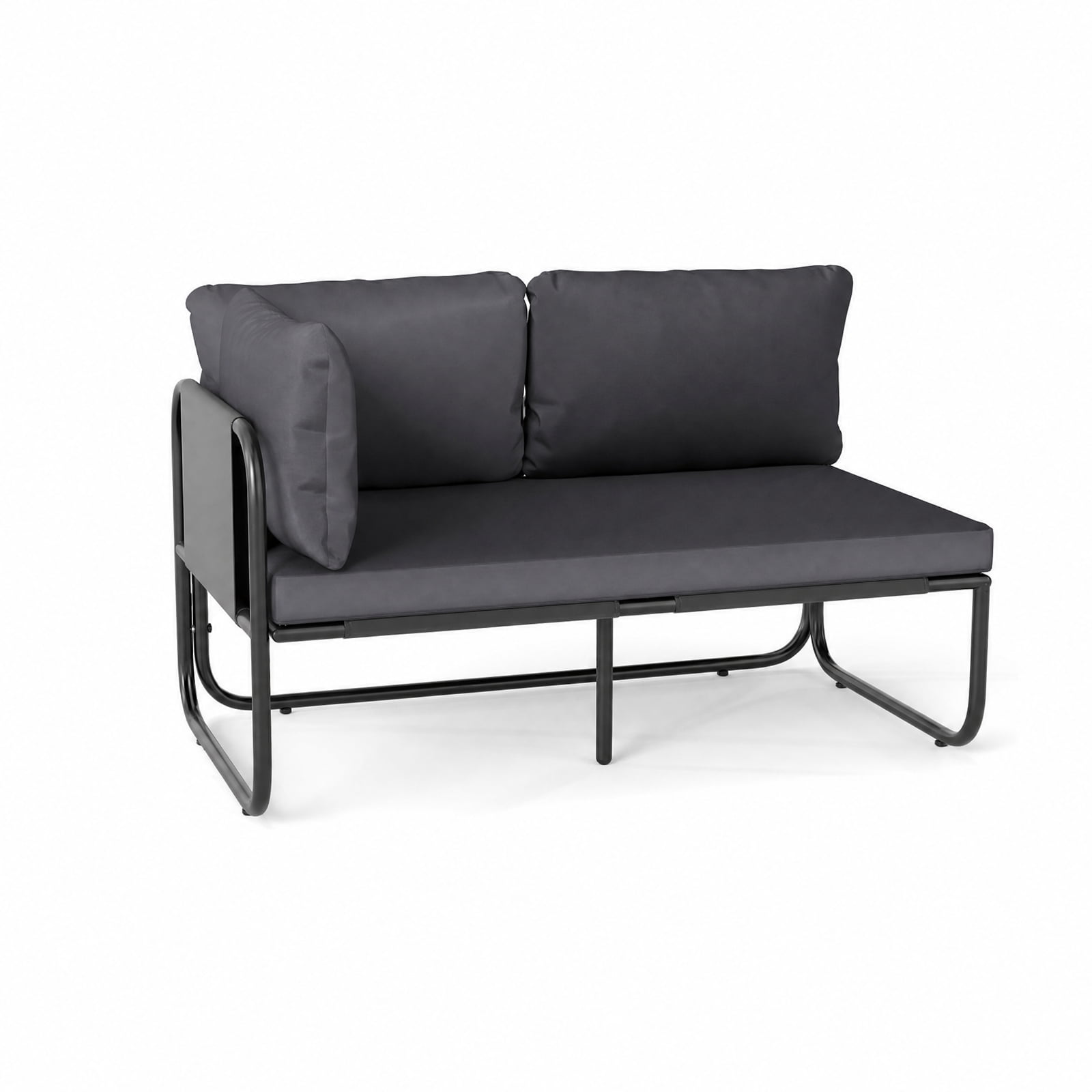 Furnibear Patio Loveseat Sofa Couch with Removable Pillows and Seat Cushion for Yard Garden Porch and Poolside Seating, Gray