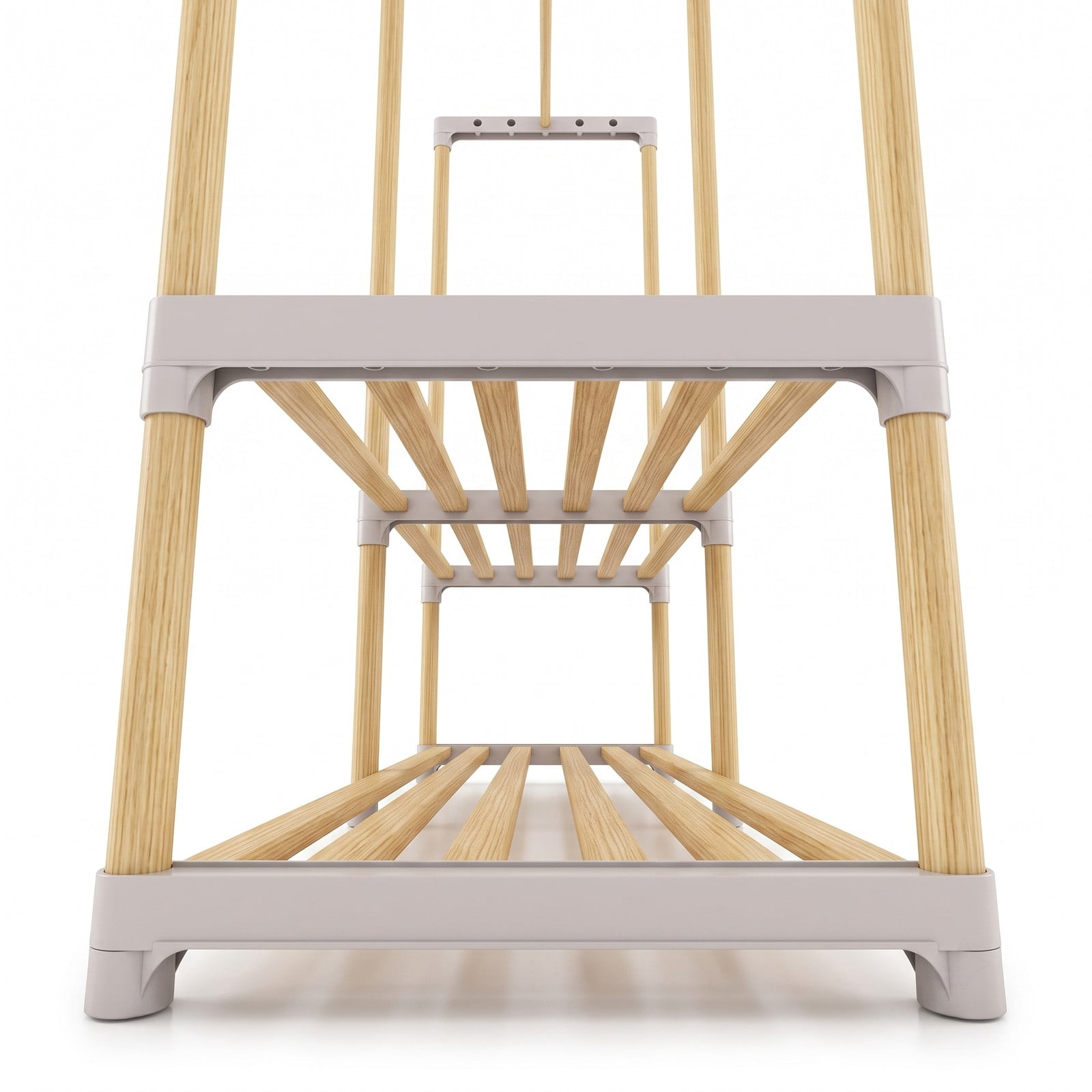 Furnibear Pine Wood Clothes Rack with 2-Tier Open Storage Shelf for Hanging Clothes in Bedroom Hallway and Closet, Natural and Gray