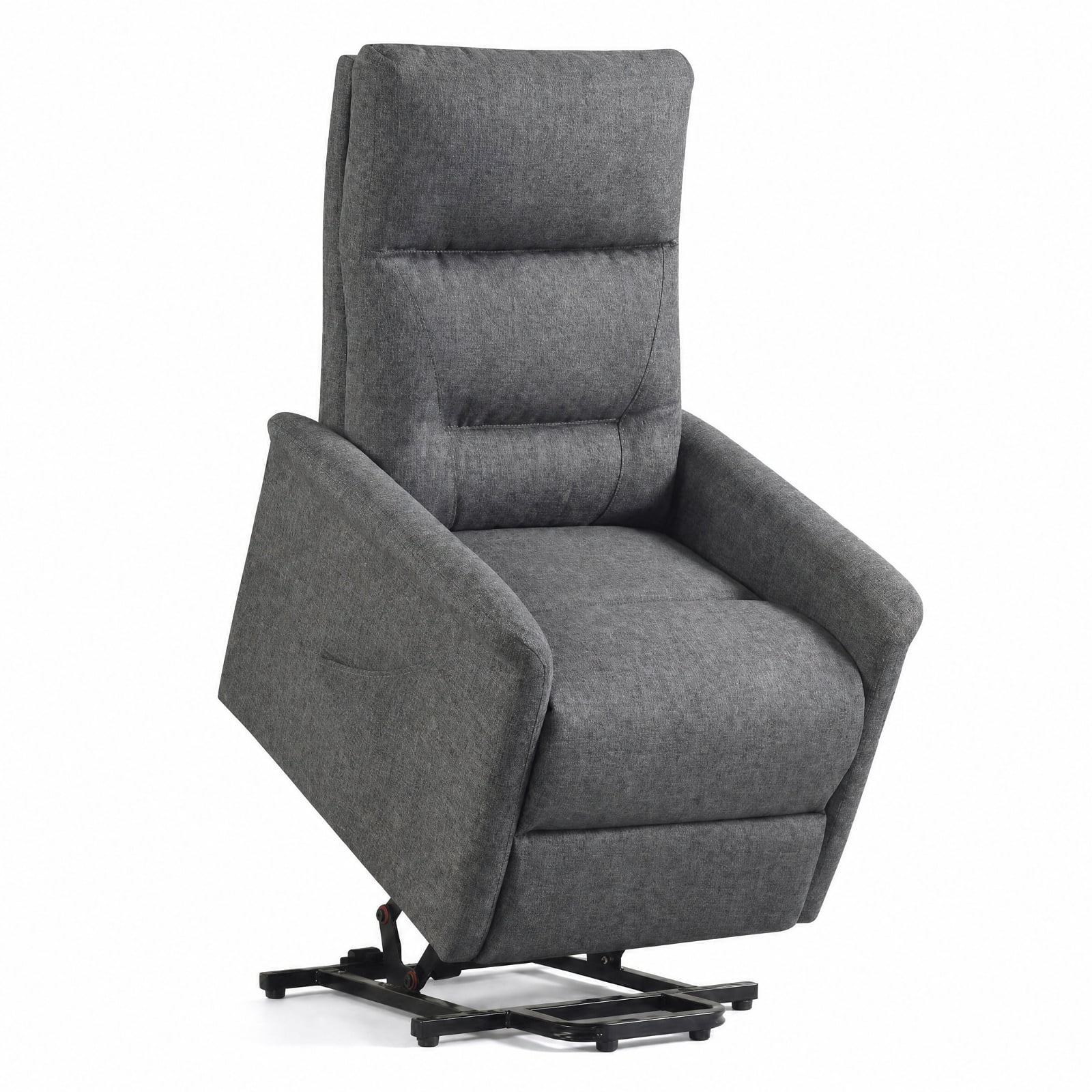 Furnibear Power Lift Recliner Chair for Elderly with Remote Control Retractable Footrest and Side Storage Pocket for Living Room and Bedroom, Gray