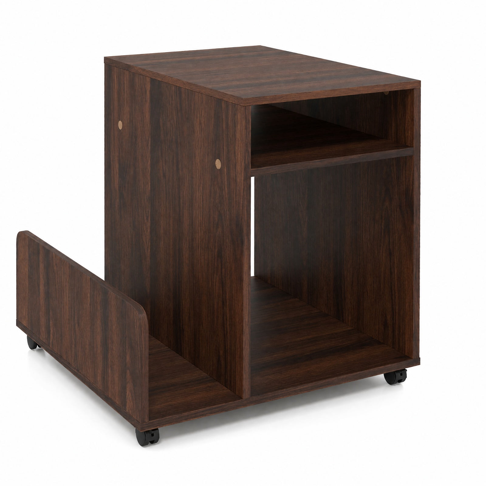 Furnibear Rolling 3 Tier Nightstand Mobile Side Table with Side Storage Rack Small Bedside End Table for Bedroom Sofa, Brown