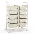 Metal Wheel Platform Furnibear Rolling Storage Cart with 10 Removable Drawers Mesh Top ...
