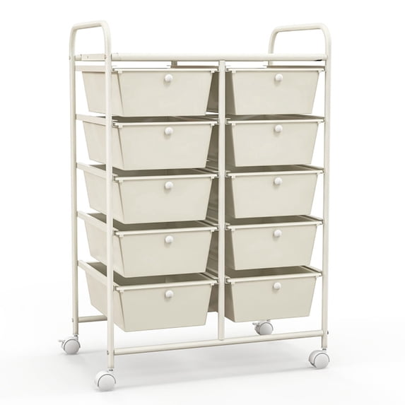 Metal Wheel Platform Furnibear Rolling Storage Cart with 10 Removable Drawers Mesh Top ...