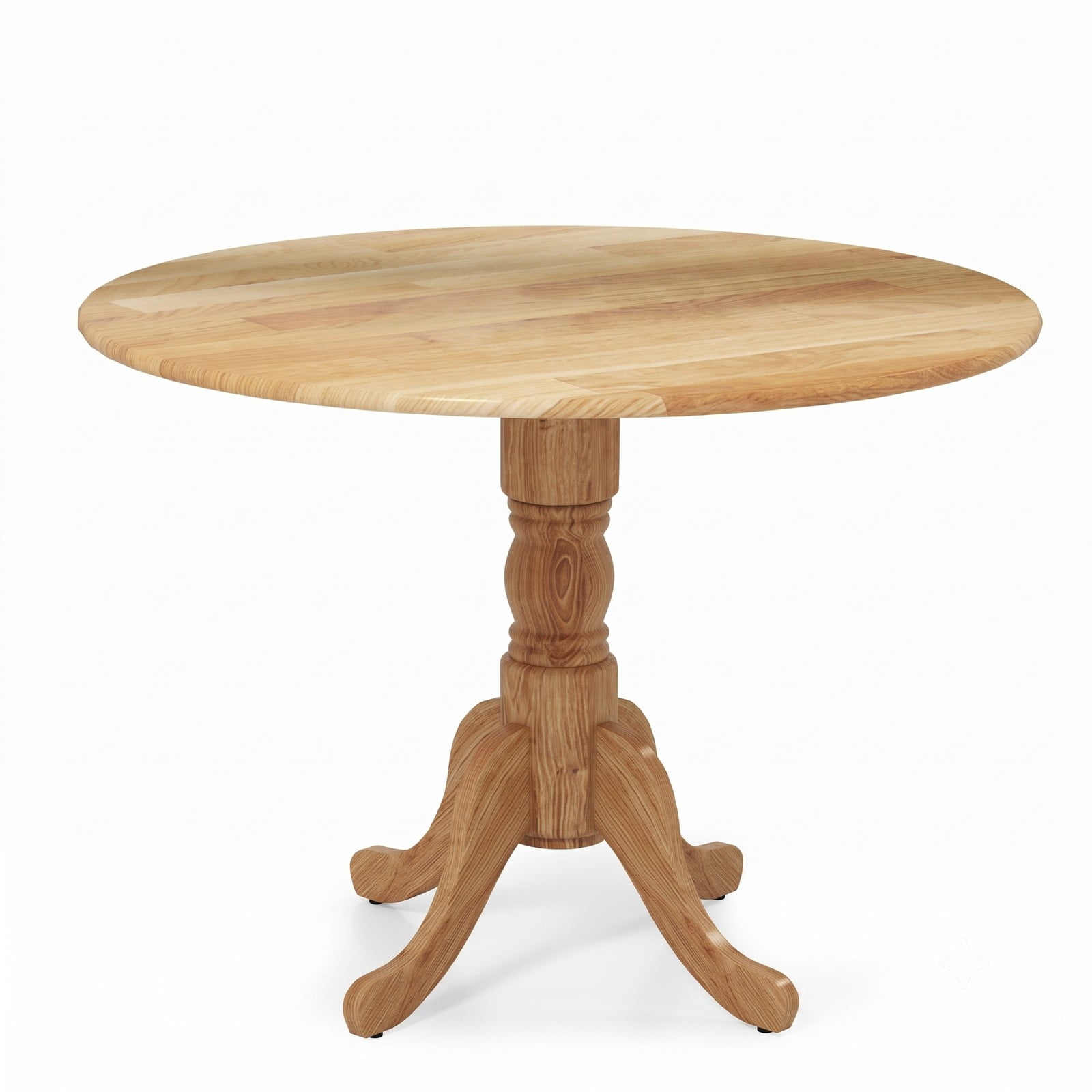 Furnibear Round Wooden Dining Table for 4, Kitchen Dinner Table with Curved Trestle Legs and Adjustable Foot Pads, Rubber Wood Small Dining Room Table, 39 Inch, Natural